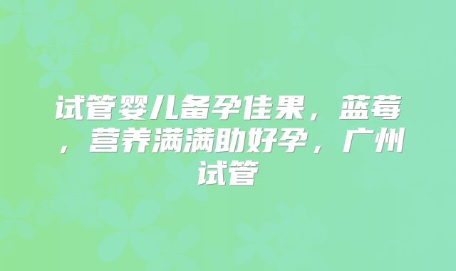 试管婴儿备孕佳果,蓝莓,营养满满助好孕,广州试管