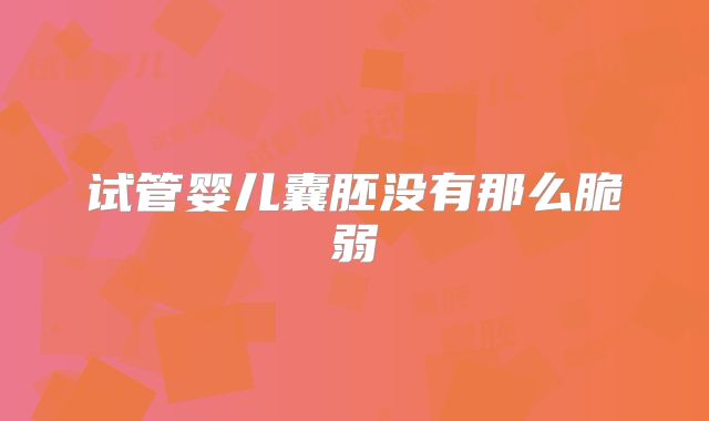 试管婴儿囊胚没有那么脆弱