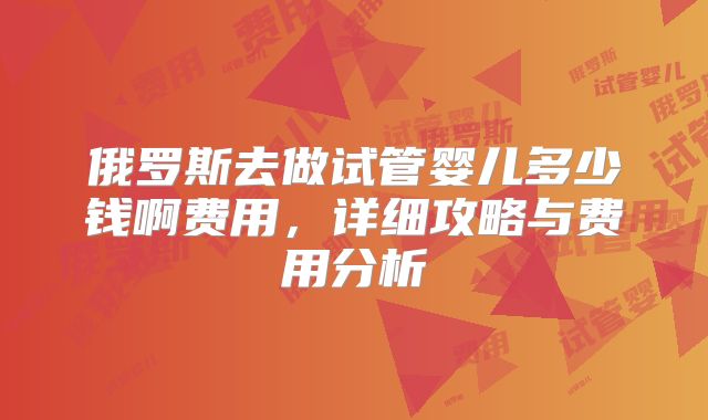 俄罗斯去做试管婴儿多少钱啊费用，详细攻略与费用分析