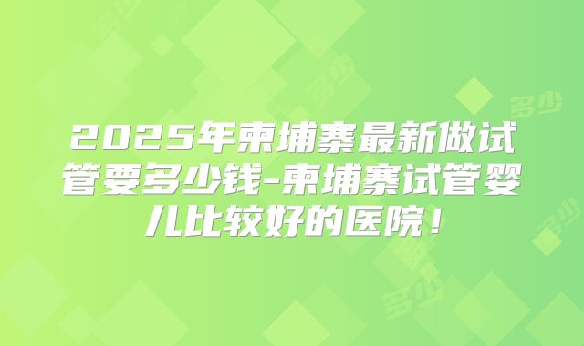 2025年柬埔寨最新做试管要多少钱-柬埔寨试管婴儿比较好的医院！