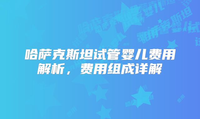 哈萨克斯坦试管婴儿费用解析,费用组成详解