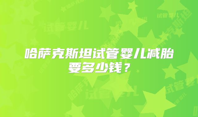 哈萨克斯坦试管婴儿减胎要多少钱？