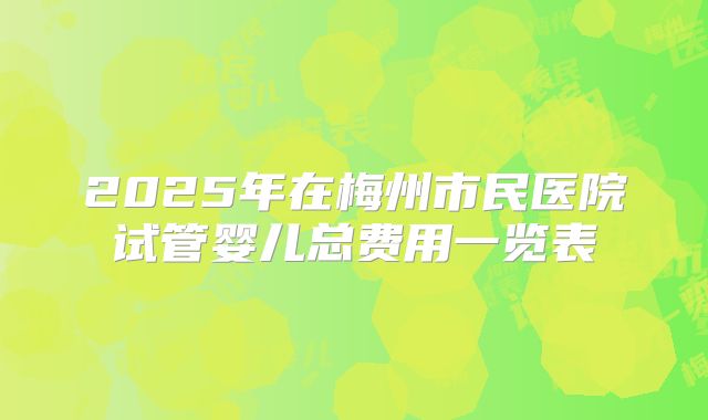 2025年在梅州市民医院试管婴儿总费用一览表