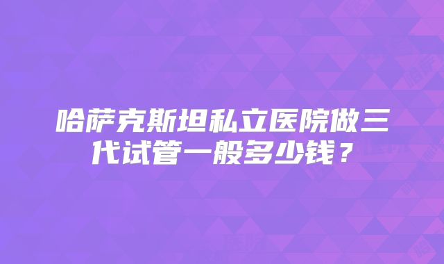 哈萨克斯坦私立医院做三代试管一般多少钱？