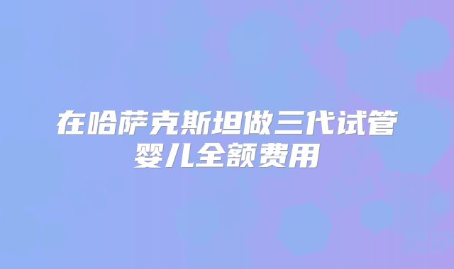 在哈萨克斯坦做三代试管婴儿全额费用