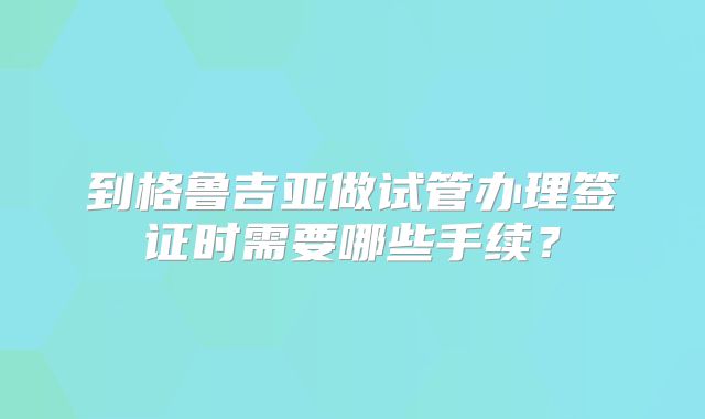 到格鲁吉亚做试管办理签证时需要哪些手续?