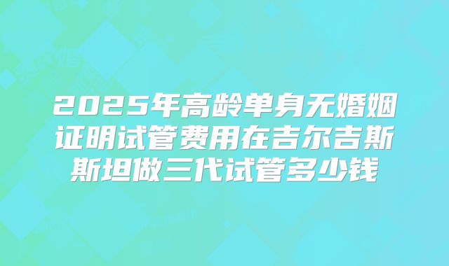 2025年高龄单身无婚姻证明试管费用在吉尔吉斯斯坦做三代试管多少钱