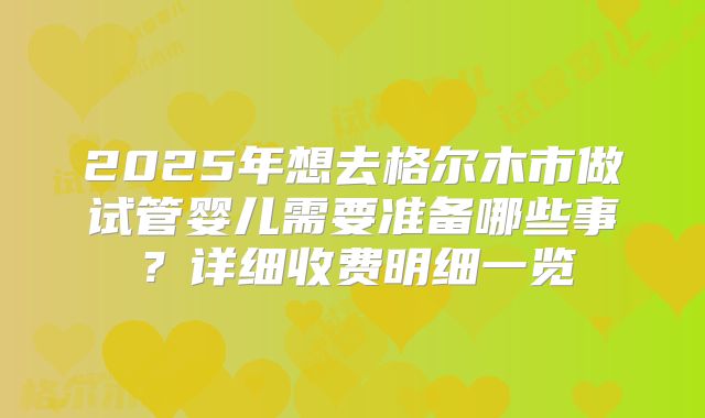 2025年想去格尔木市做试管婴儿需要准备哪些事？详细收费明细一览