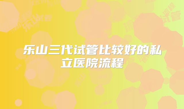 乐山三代试管比较好的私立医院流程