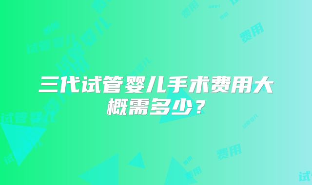 三代试管婴儿手术费用大概需多少?