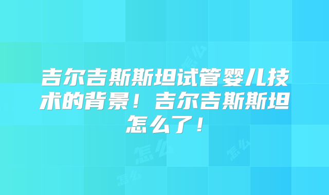 吉尔吉斯斯坦试管婴儿技术的背景!吉尔吉斯斯坦怎么了!