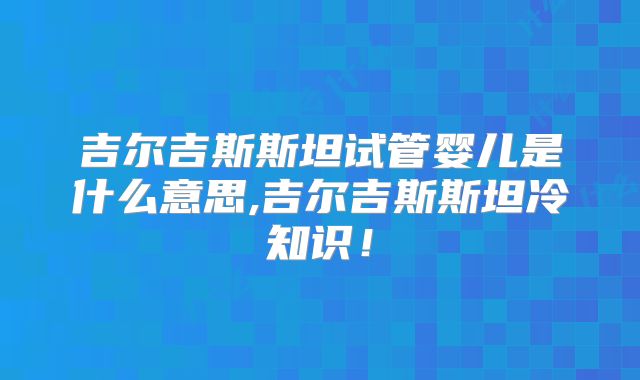 吉尔吉斯斯坦试管婴儿是什么意思,吉尔吉斯斯坦冷知识！