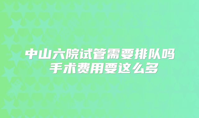中山六院试管需要排队吗 手术费用要这么多