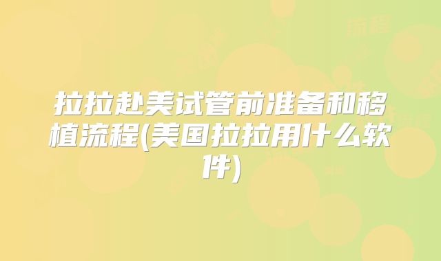 拉拉赴美试管前准备和移植流程(美国拉拉用什么软件)