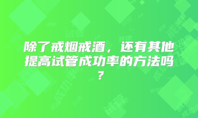 除了戒烟戒酒,还有其他提高试管成功率的方法吗?