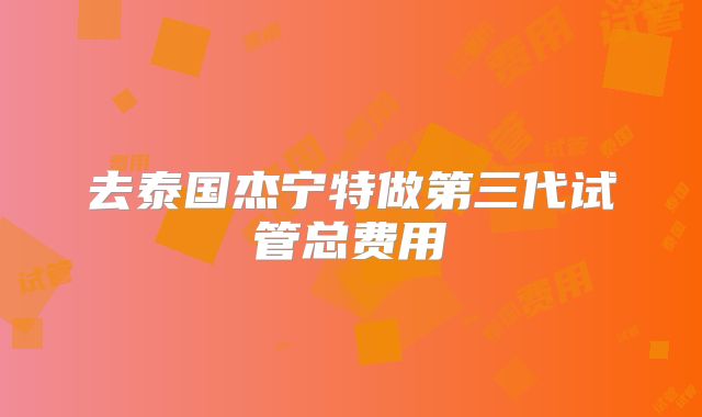 去泰国杰宁特做第三代试管总费用