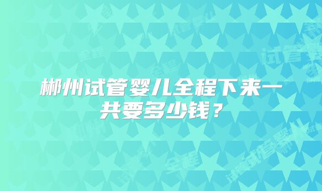 郴州试管婴儿全程下来一共要多少钱？