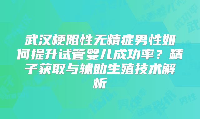 武汉梗阻性无精症男性如何提升试管婴儿成功率?精子获取与辅助生殖技术解析