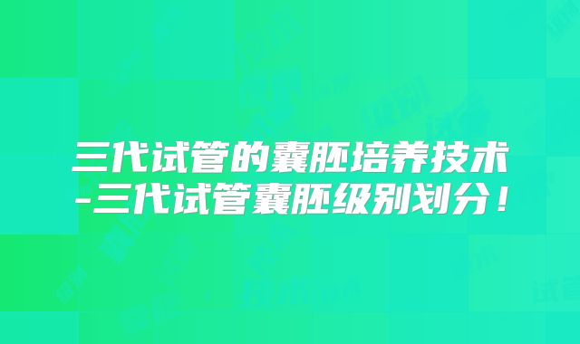 三代试管的囊胚培养技术-三代试管囊胚级别划分！