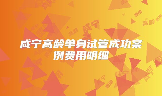 咸宁高龄单身试管成功案例费用明细