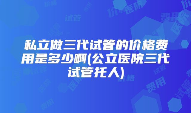 私立做三代试管的价格费用是多少啊(公立医院三代试管托人)