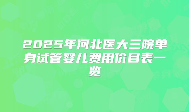 2025年河北医大三院单身试管婴儿费用价目表一览
