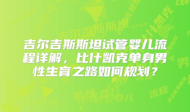 吉尔吉斯斯坦试管婴儿流程详解，比什凯克单身男性生育之路如何规划？