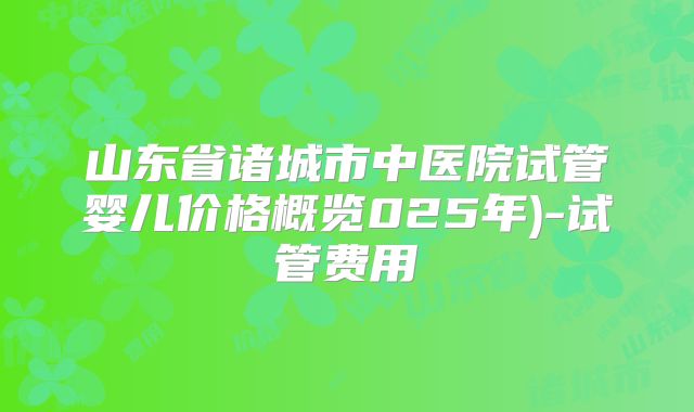 山东省诸城市中医院试管婴儿价格概览025年)-试管费用