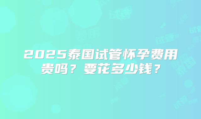 2025泰国试管怀孕费用贵吗？要花多少钱？
