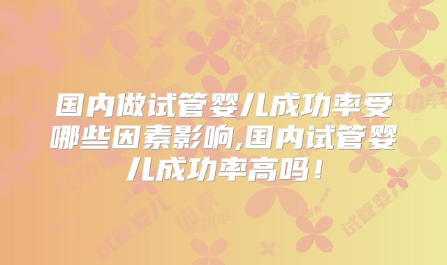 国内做试管婴儿成功率受哪些因素影响,国内试管婴儿成功率高吗！