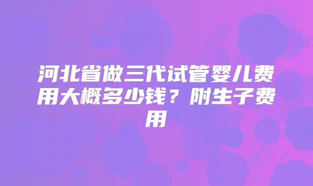 河北省做三代试管婴儿费用大概多少钱？附生子费用