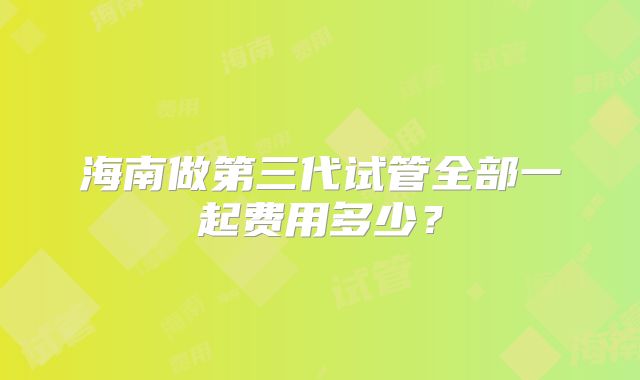 海南做第三代试管全部一起费用多少?