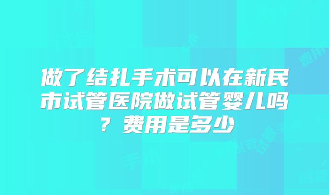 做了结扎手术可以在新民市试管医院做试管婴儿吗?费用是多少