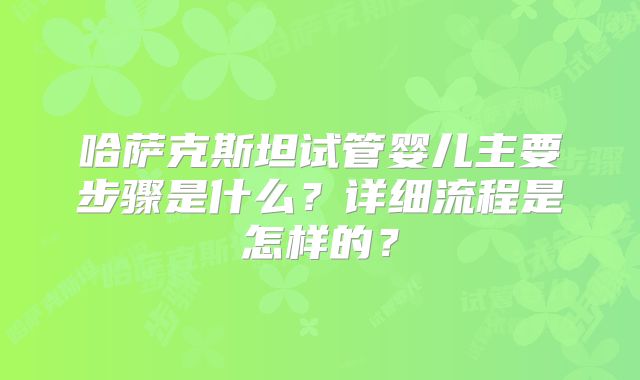 哈萨克斯坦试管婴儿主要步骤是什么?详细流程是怎样的?