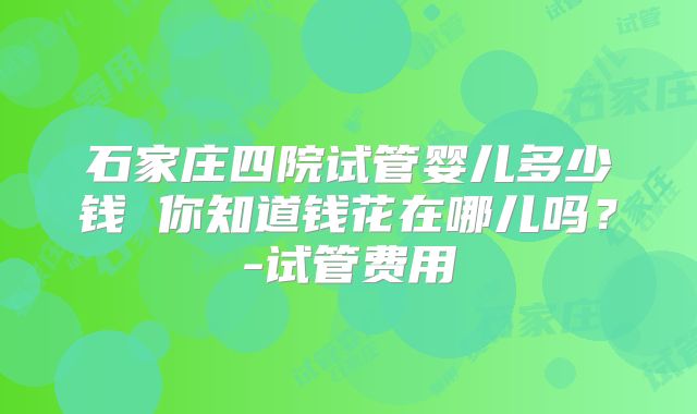 石家庄四院试管婴儿多少钱 你知道钱花在哪儿吗？-试管费用