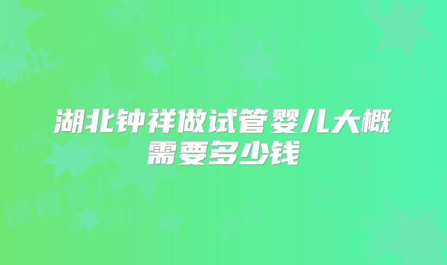 湖北钟祥做试管婴儿大概需要多少钱