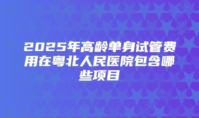 2025年高龄单身试管费用在粤北人民医院包含哪些项目