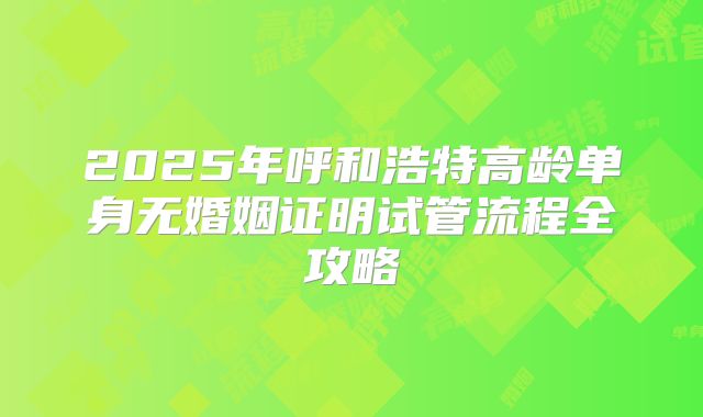 2025年呼和浩特高龄单身无婚姻证明试管流程全攻略