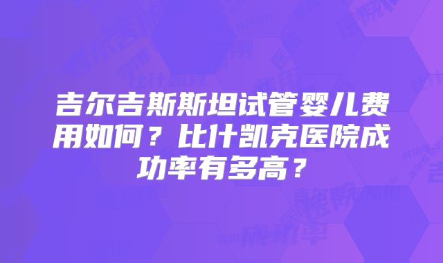 吉尔吉斯斯坦试管婴儿费用如何?比什凯克医院成功率有多高?