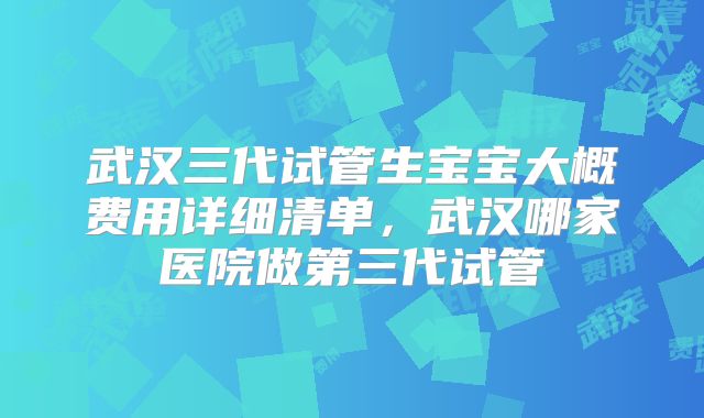 武汉三代试管生宝宝大概费用详细清单，武汉哪家医院做第三代试管