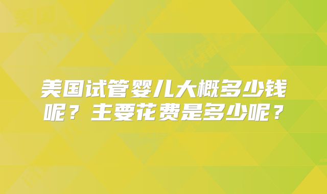 美国试管婴儿大概多少钱呢？主要花费是多少呢？