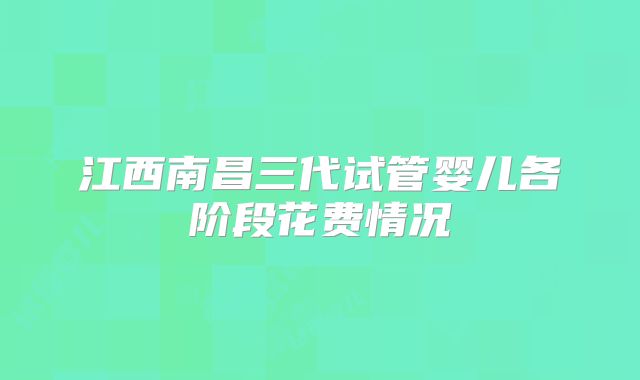 江西南昌三代试管婴儿各阶段花费情况