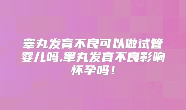 睾丸发育不良可以做试管婴儿吗,睾丸发育不良影响怀孕吗!