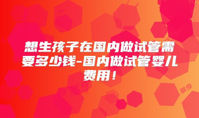 想生孩子在国内做试管需要多少钱-国内做试管婴儿费用!
