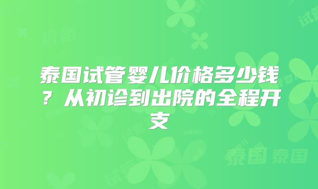 泰国试管婴儿价格多少钱?从初诊到出院的全程开支