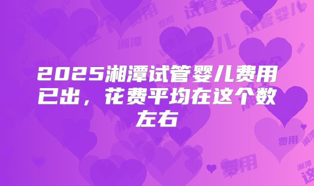 2025湘潭试管婴儿费用已出，花费平均在这个数左右
