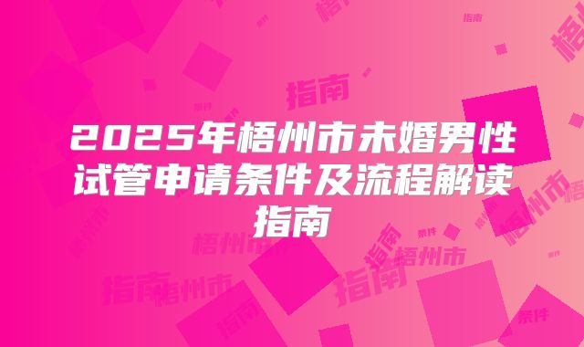 2025年梧州市未婚男性试管申请条件及流程解读指南