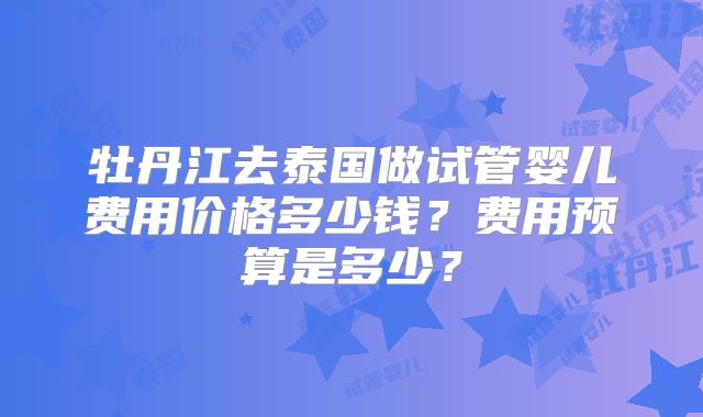 牡丹江去泰国做试管婴儿费用价格多少钱？费用预算是多少？