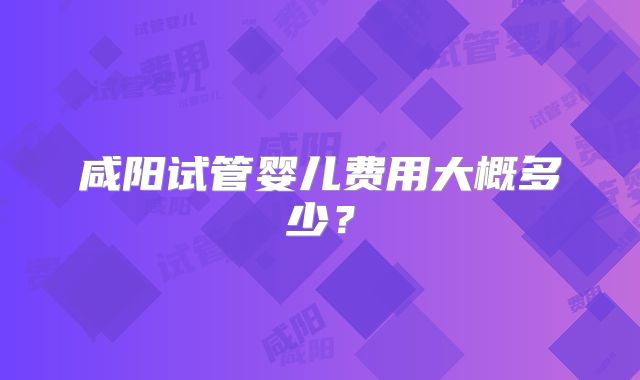 咸阳试管婴儿费用大概多少?