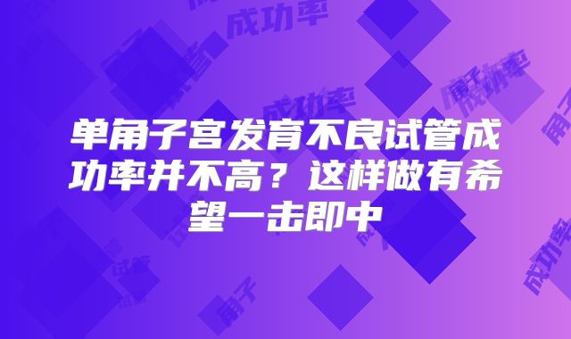 单角子宫发育不良试管成功率并不高?这样做有希望一击即中